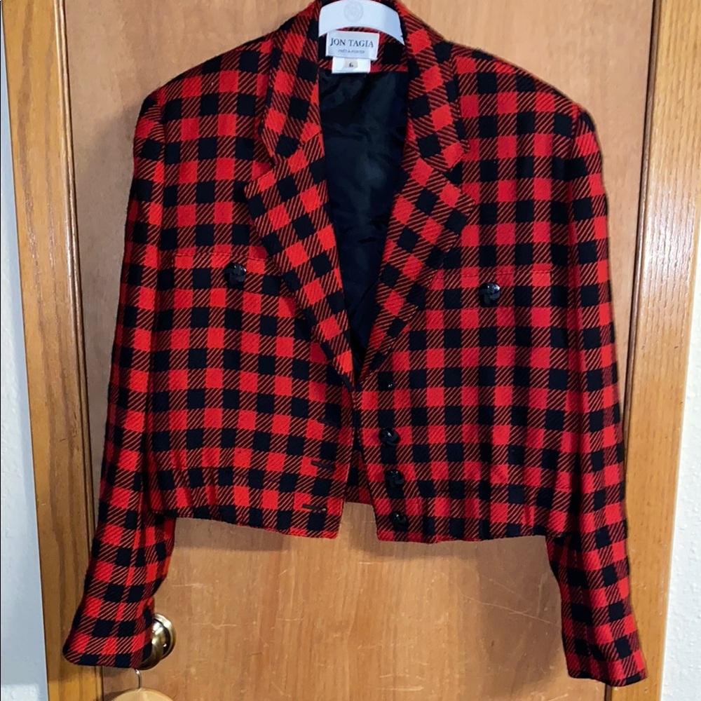 Jon Tagia Women's Red and Black Plaid Jacket